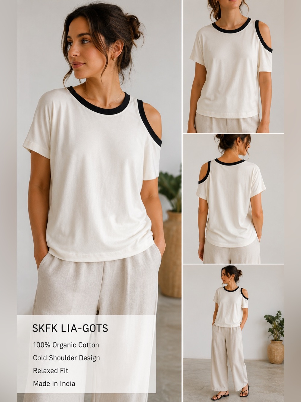 SKFK Skunkfunk Lia-Gots Organic Cotton Cold Shoulder Tee Medium NWT